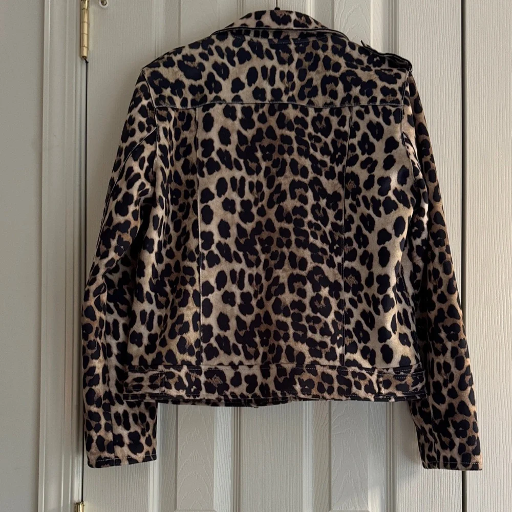 Easel Los Angeles Leopard Print Moto Jacket Women’s M - Picture 3 of 8